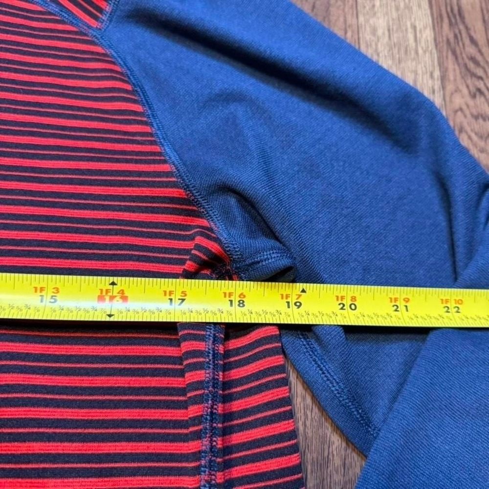 Patagonia Blue Red Striped Capilene 3 Midweight Quarter Zip Running Jacket Small - Picture 4 of 5